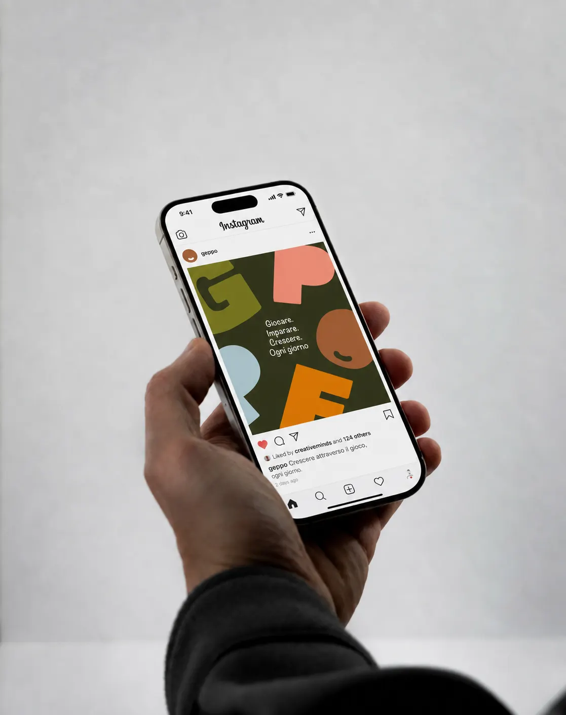 The brand’s social profile on a smartphone held in hand
