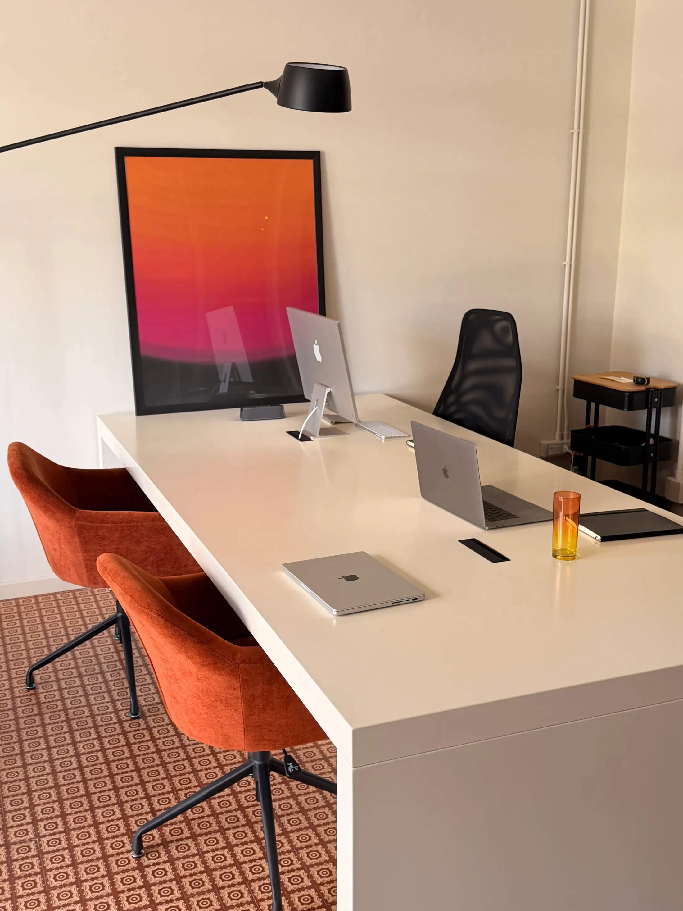 The desk at Studio Kubla in Porto San Giorgio, Italy